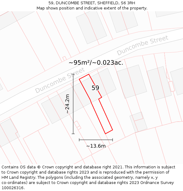 59, DUNCOMBE STREET, SHEFFIELD, S6 3RH: Plot and title map