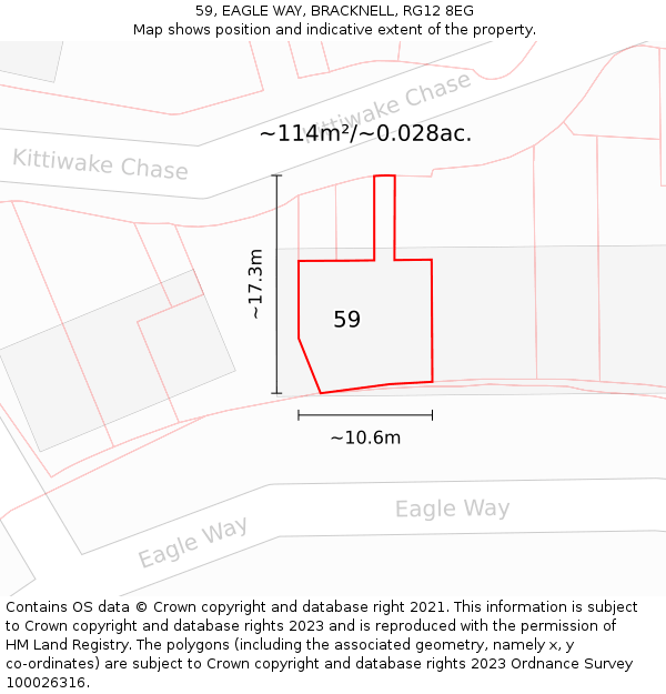 59, EAGLE WAY, BRACKNELL, RG12 8EG: Plot and title map
