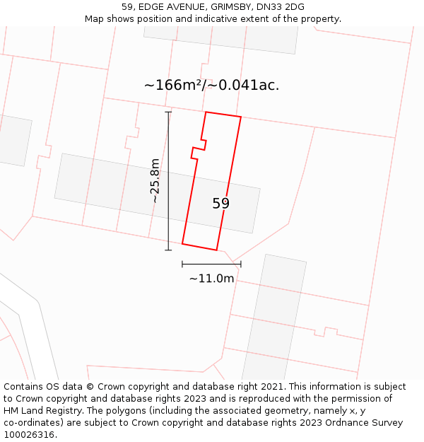 59, EDGE AVENUE, GRIMSBY, DN33 2DG: Plot and title map
