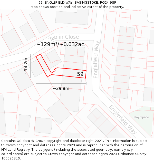 59, ENGLEFIELD WAY, BASINGSTOKE, RG24 9SF: Plot and title map