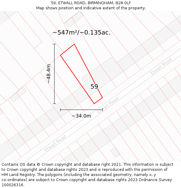59, ETWALL ROAD, BIRMINGHAM, B28 0LF: Plot and title map