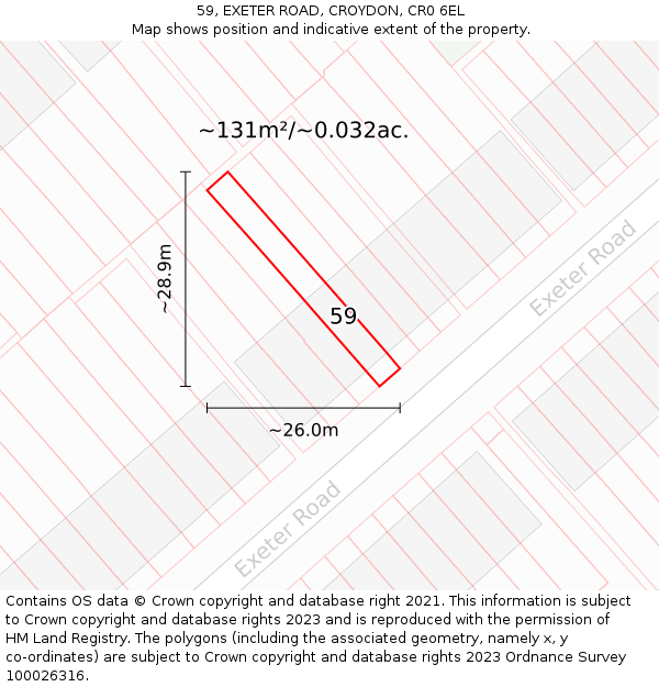 59, EXETER ROAD, CROYDON, CR0 6EL: Plot and title map