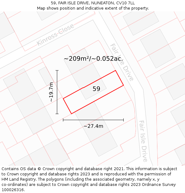 59, FAIR ISLE DRIVE, NUNEATON, CV10 7LL: Plot and title map