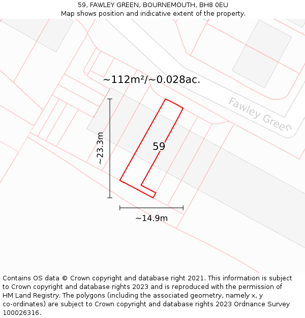 59, FAWLEY GREEN, BOURNEMOUTH, BH8 0EU: Plot and title map