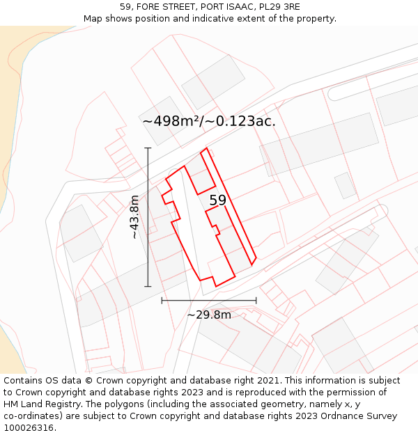 59, FORE STREET, PORT ISAAC, PL29 3RE: Plot and title map