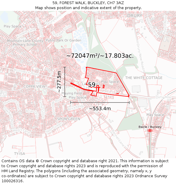 59, FOREST WALK, BUCKLEY, CH7 3AZ: Plot and title map