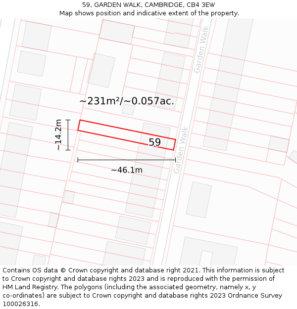 59, GARDEN WALK, CAMBRIDGE, CB4 3EW: Plot and title map