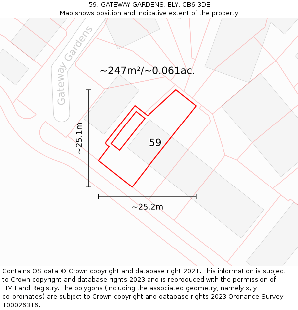 59, GATEWAY GARDENS, ELY, CB6 3DE: Plot and title map