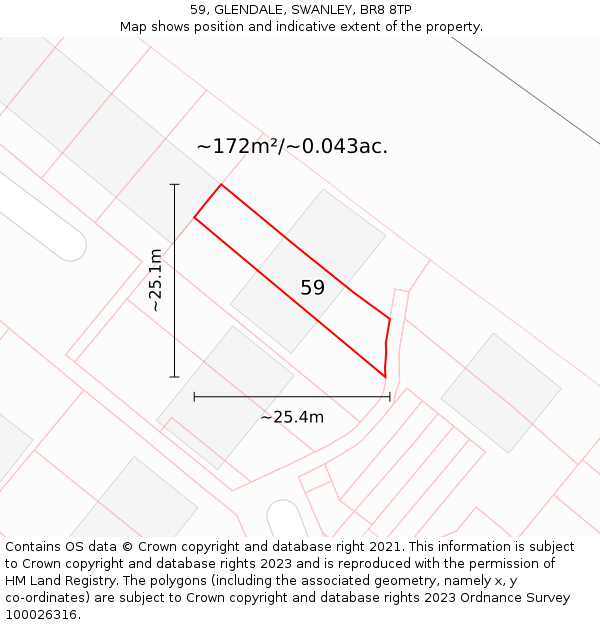 59, GLENDALE, SWANLEY, BR8 8TP: Plot and title map