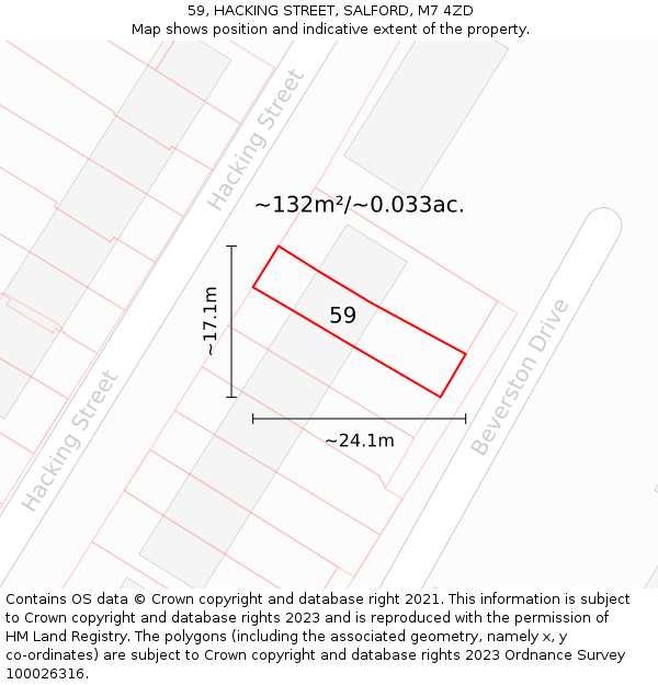 59, HACKING STREET, SALFORD, M7 4ZD: Plot and title map