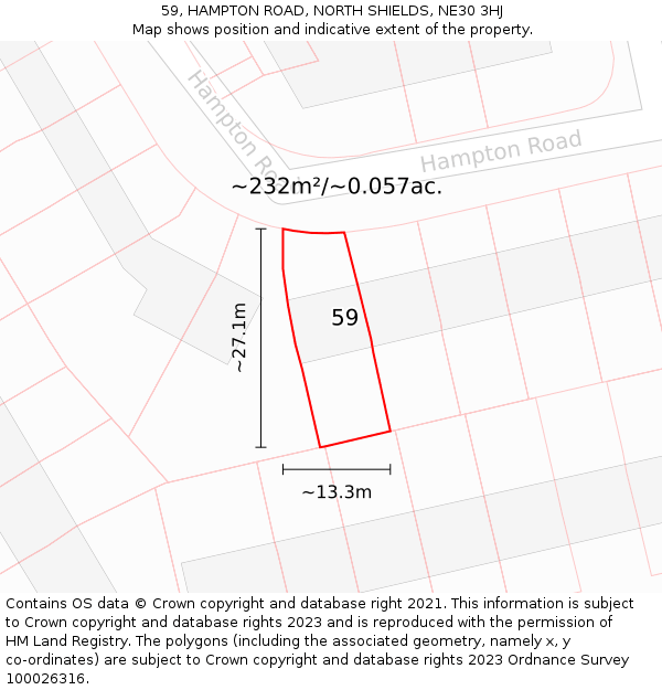 59, HAMPTON ROAD, NORTH SHIELDS, NE30 3HJ: Plot and title map