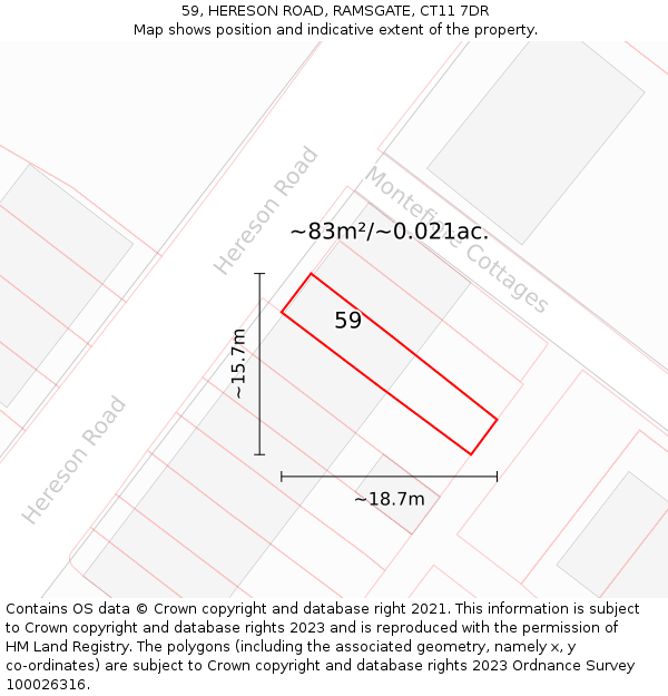 59, HERESON ROAD, RAMSGATE, CT11 7DR: Plot and title map