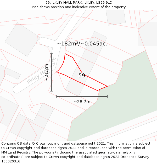 59, ILKLEY HALL PARK, ILKLEY, LS29 9LD: Plot and title map