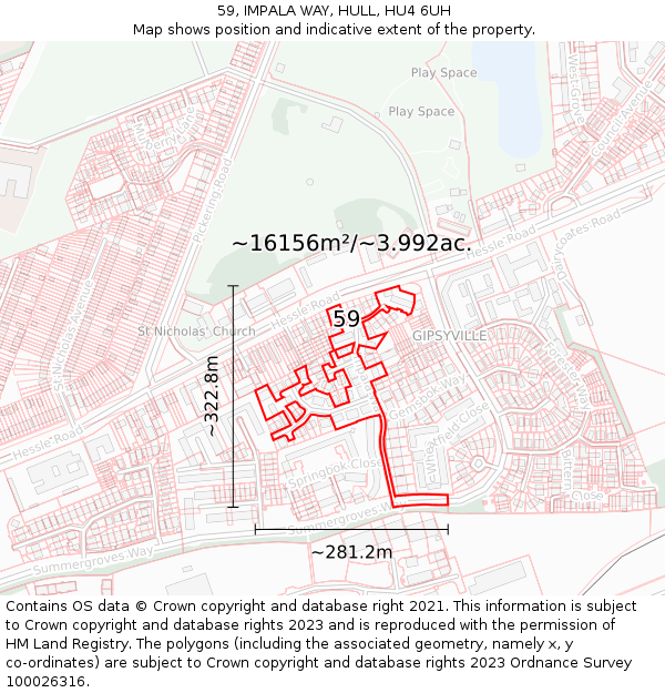 59, IMPALA WAY, HULL, HU4 6UH: Plot and title map