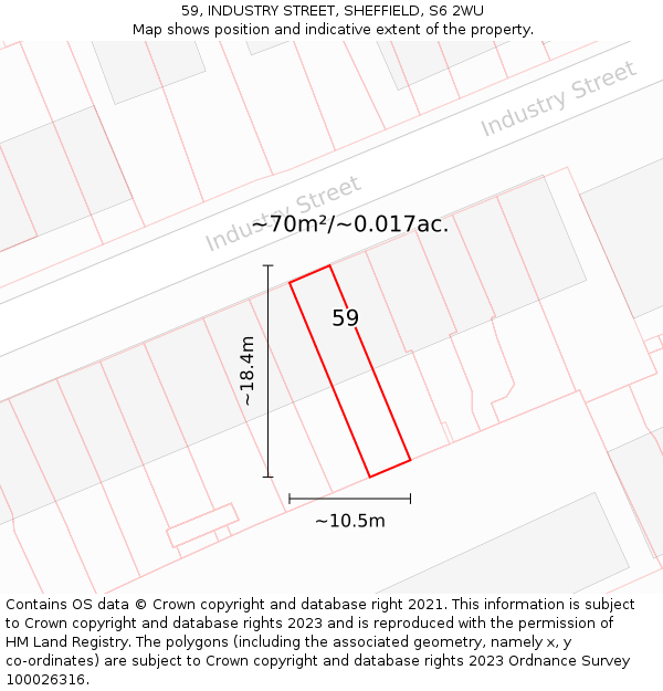 59, INDUSTRY STREET, SHEFFIELD, S6 2WU: Plot and title map