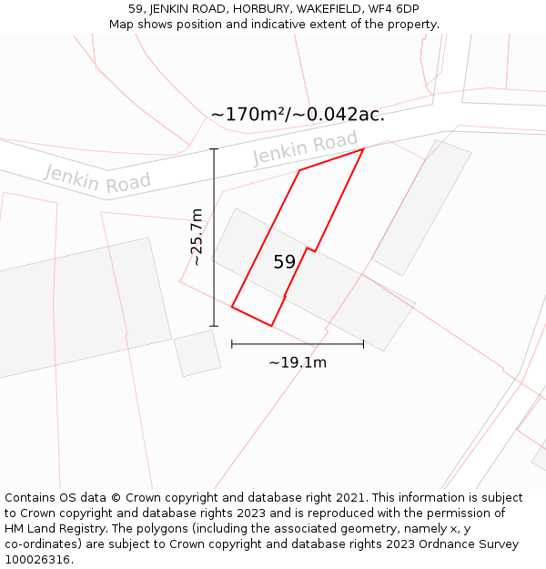 59, JENKIN ROAD, HORBURY, WAKEFIELD, WF4 6DP: Plot and title map