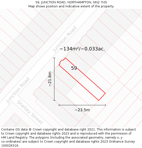 59, JUNCTION ROAD, NORTHAMPTON, NN2 7HS: Plot and title map