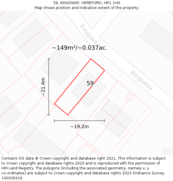59, KINGSWAY, HEREFORD, HR1 1HA: Plot and title map