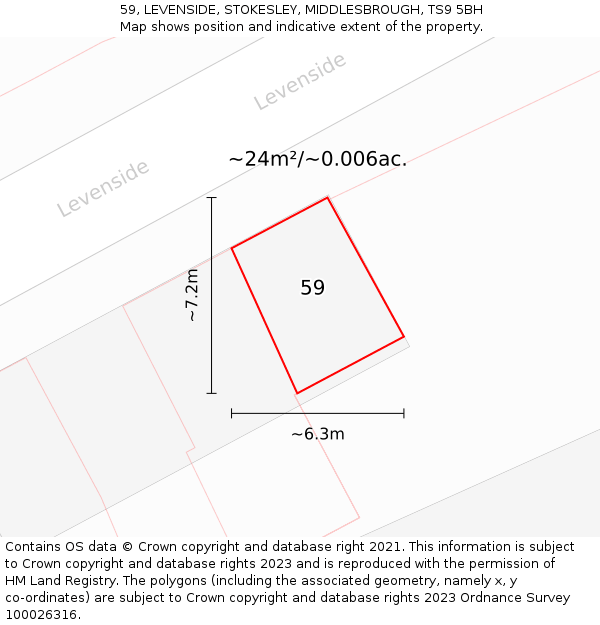 59, LEVENSIDE, STOKESLEY, MIDDLESBROUGH, TS9 5BH: Plot and title map