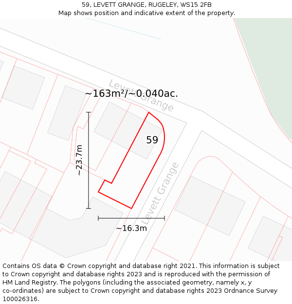 59, LEVETT GRANGE, RUGELEY, WS15 2FB: Plot and title map