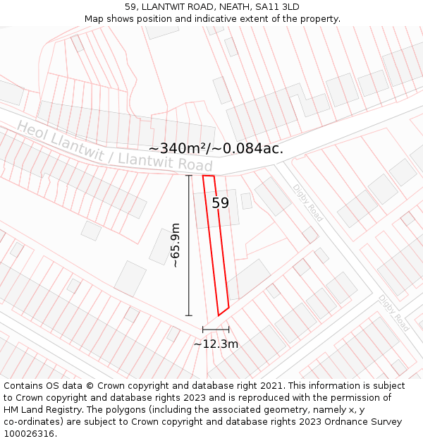 59, LLANTWIT ROAD, NEATH, SA11 3LD: Plot and title map