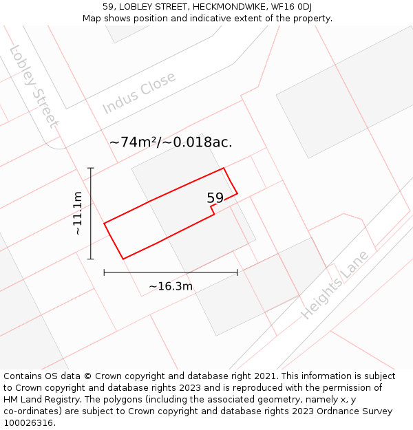59, LOBLEY STREET, HECKMONDWIKE, WF16 0DJ: Plot and title map