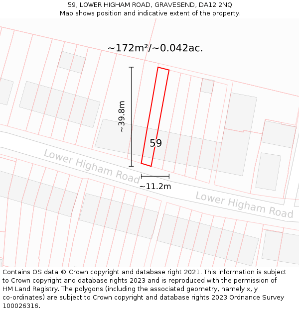 59, LOWER HIGHAM ROAD, GRAVESEND, DA12 2NQ: Plot and title map