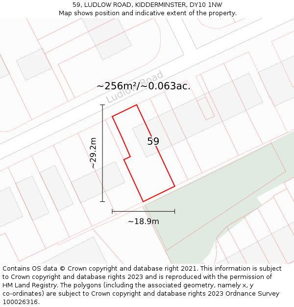 59, LUDLOW ROAD, KIDDERMINSTER, DY10 1NW: Plot and title map