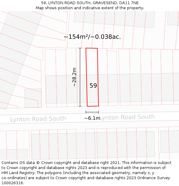 59, LYNTON ROAD SOUTH, GRAVESEND, DA11 7NE: Plot and title map