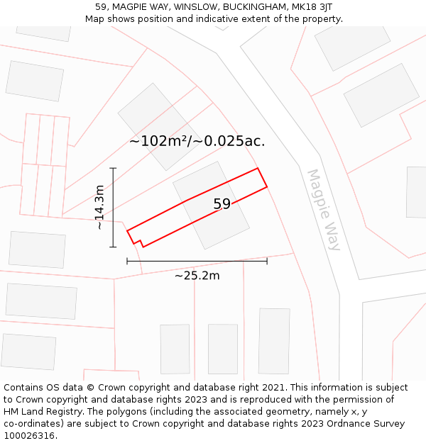 59, MAGPIE WAY, WINSLOW, BUCKINGHAM, MK18 3JT: Plot and title map