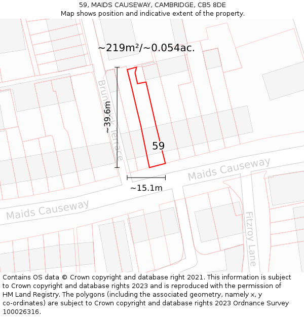 59, MAIDS CAUSEWAY, CAMBRIDGE, CB5 8DE: Plot and title map