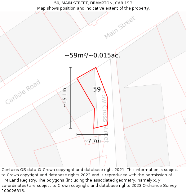 59, MAIN STREET, BRAMPTON, CA8 1SB: Plot and title map