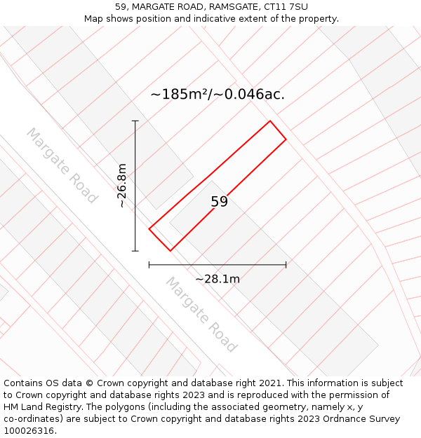 59, MARGATE ROAD, RAMSGATE, CT11 7SU: Plot and title map
