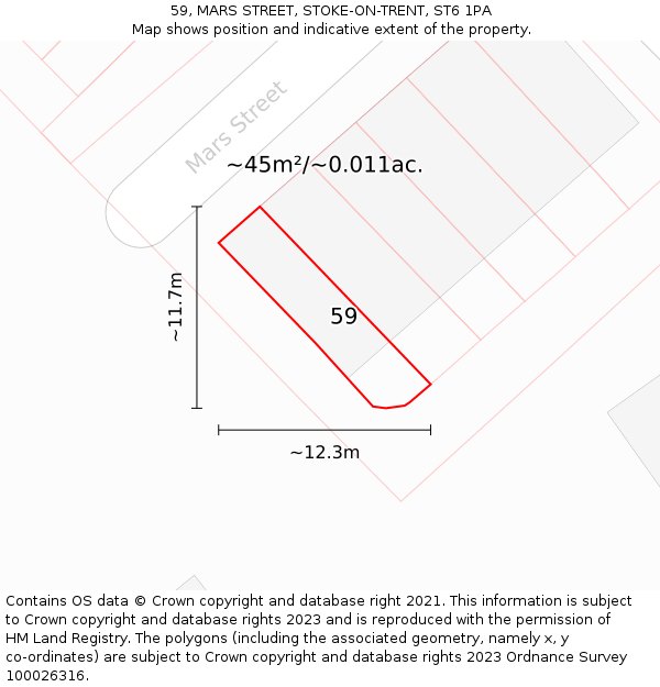 59, MARS STREET, STOKE-ON-TRENT, ST6 1PA: Plot and title map