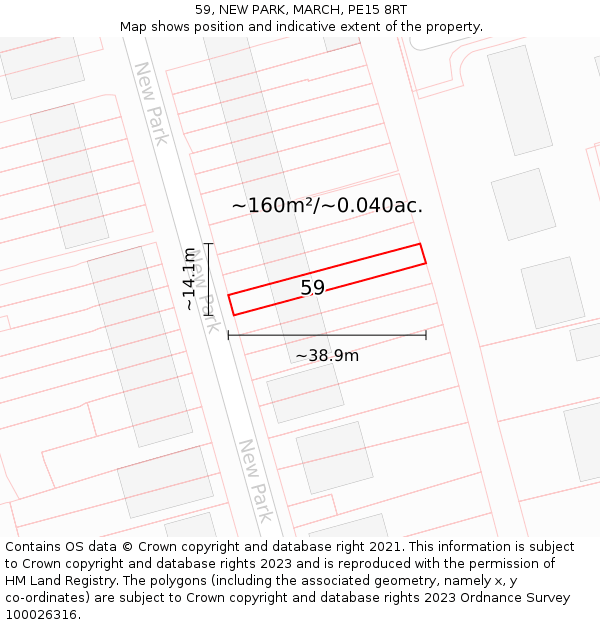 59, NEW PARK, MARCH, PE15 8RT: Plot and title map