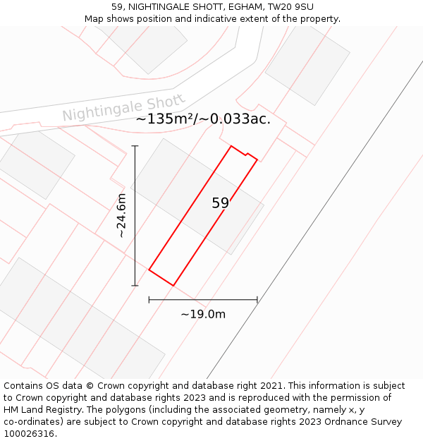 59, NIGHTINGALE SHOTT, EGHAM, TW20 9SU: Plot and title map
