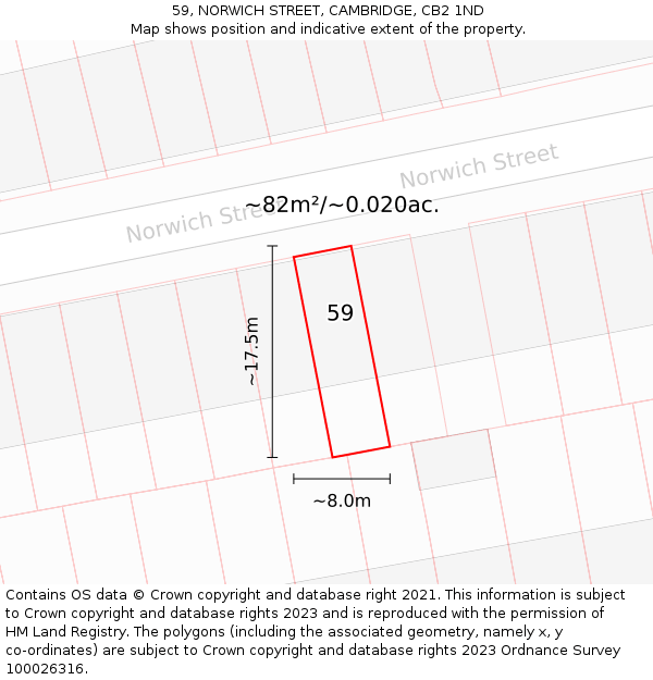 59, NORWICH STREET, CAMBRIDGE, CB2 1ND: Plot and title map