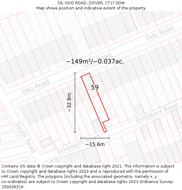 59, ODO ROAD, DOVER, CT17 0DW: Plot and title map