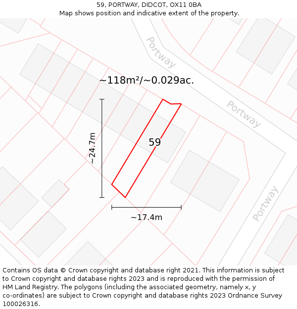 59, PORTWAY, DIDCOT, OX11 0BA: Plot and title map