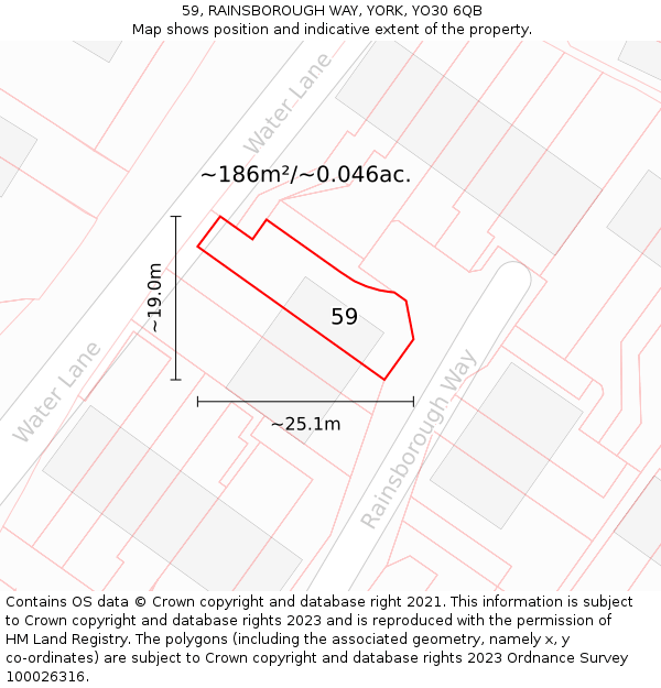 59, RAINSBOROUGH WAY, YORK, YO30 6QB: Plot and title map