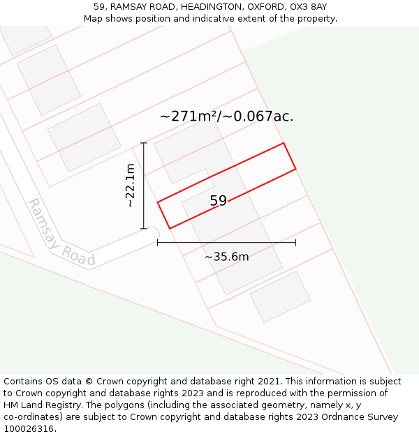 59, RAMSAY ROAD, HEADINGTON, OXFORD, OX3 8AY: Plot and title map