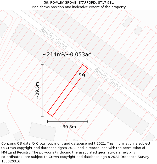 59, ROWLEY GROVE, STAFFORD, ST17 9BL: Plot and title map
