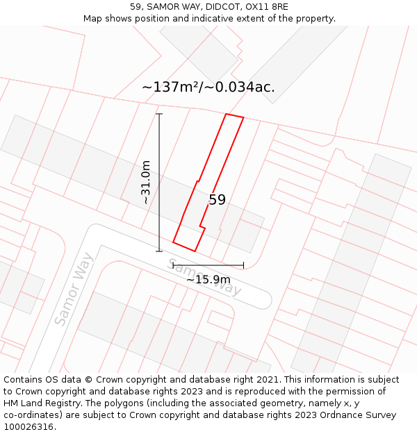 59, SAMOR WAY, DIDCOT, OX11 8RE: Plot and title map