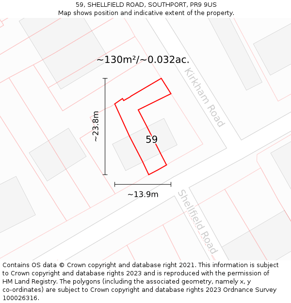 59, SHELLFIELD ROAD, SOUTHPORT, PR9 9US: Plot and title map