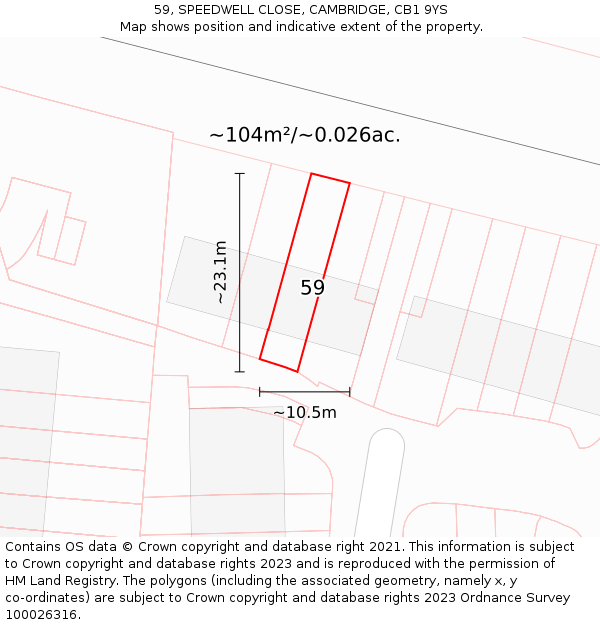 59, SPEEDWELL CLOSE, CAMBRIDGE, CB1 9YS: Plot and title map