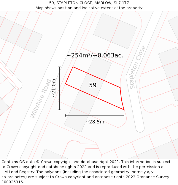 59, STAPLETON CLOSE, MARLOW, SL7 1TZ: Plot and title map
