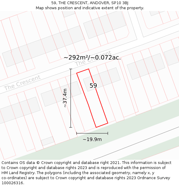 59, THE CRESCENT, ANDOVER, SP10 3BJ: Plot and title map