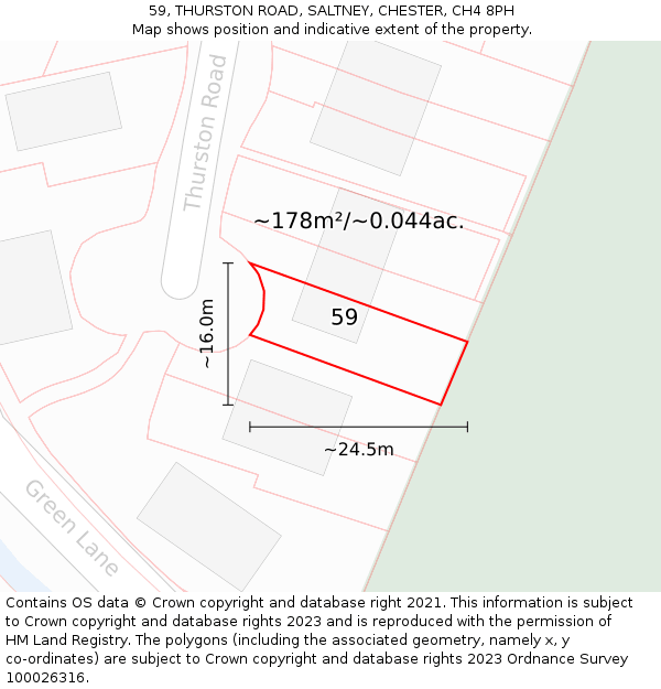 59, THURSTON ROAD, SALTNEY, CHESTER, CH4 8PH: Plot and title map