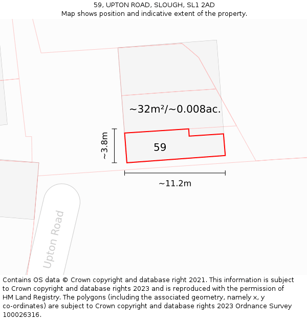 59, UPTON ROAD, SLOUGH, SL1 2AD: Plot and title map