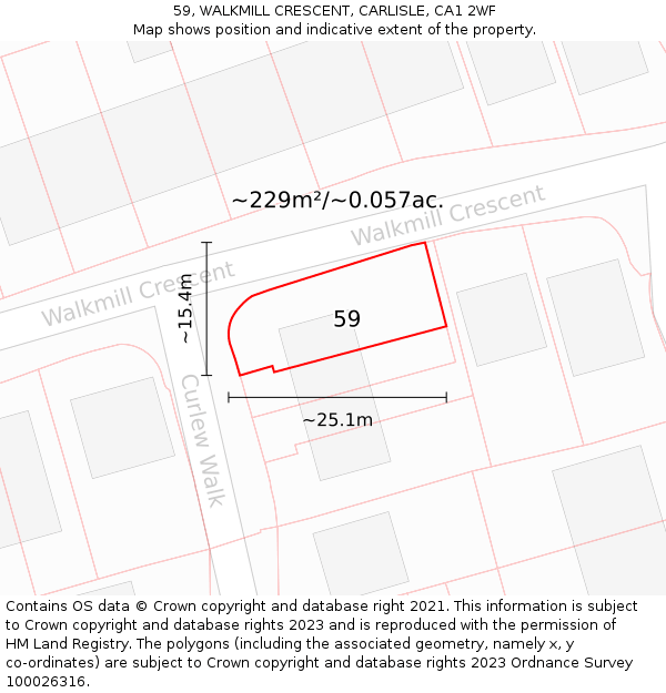 59, WALKMILL CRESCENT, CARLISLE, CA1 2WF: Plot and title map